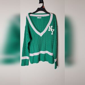 Caren Sport Green V-Neck Sweater